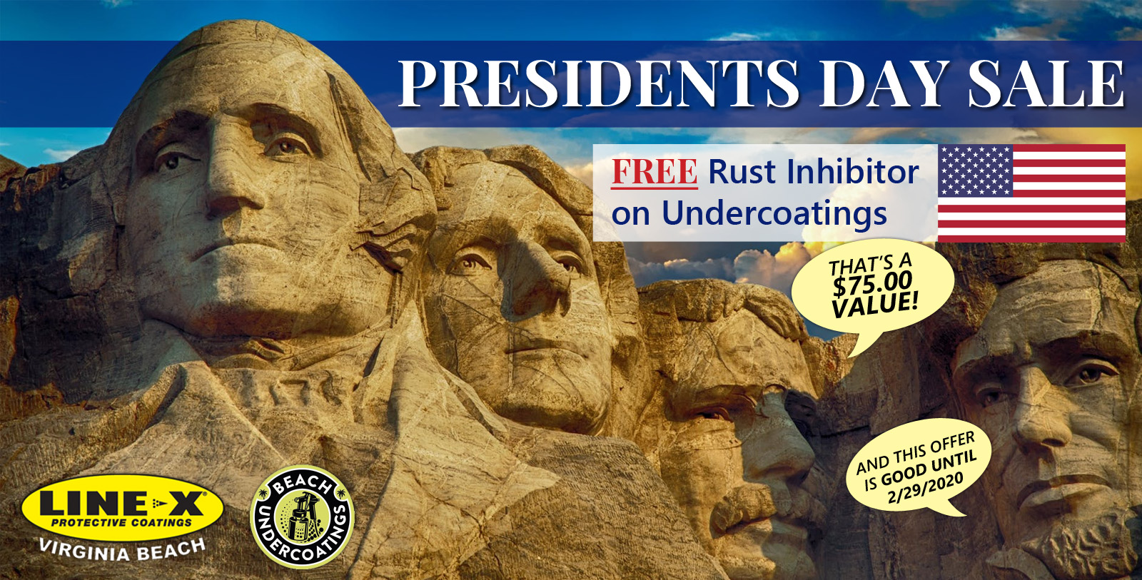 Presidents Day Sale - FREE Rust Inhibitor on Undercoatings!
