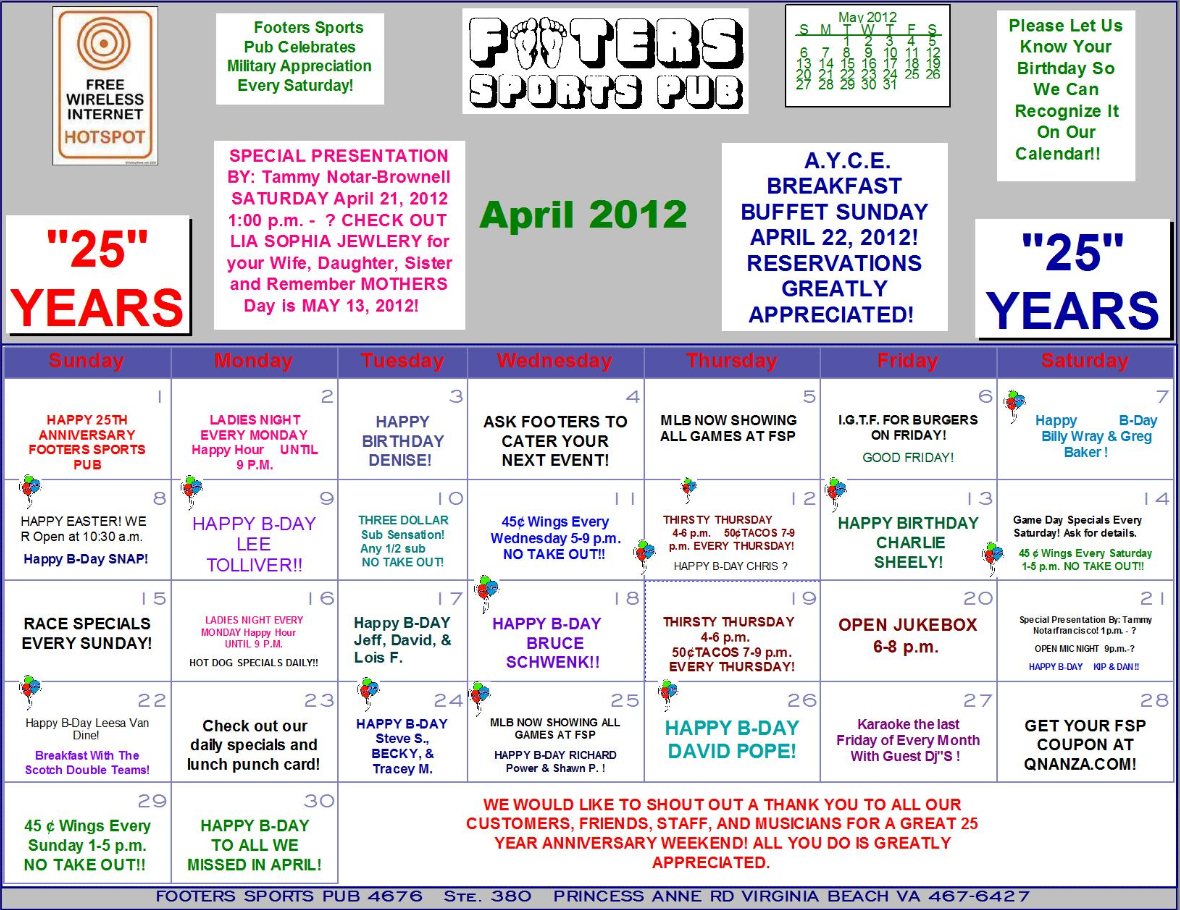 Footers April Calendar